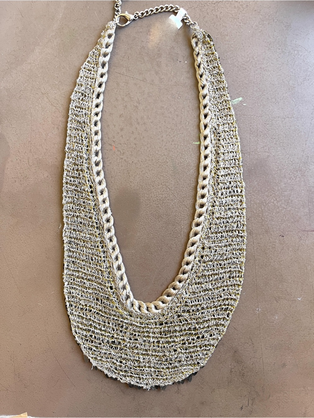 Vintage Cleopatra-Style Handmade Bib Necklace Handwoven Silver Tone Scales - Picture 7 of 9